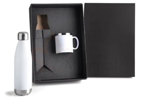 Kit Com Garrafa E Caneca Branca